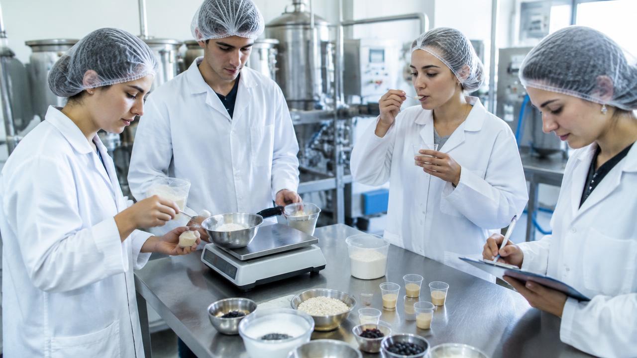 Studenti di Food Processing al lavoro su un prototipo di prodotto in pilota alimentare