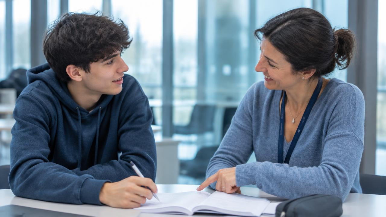 Un candidato in colloquio orientativo con una docente dell’Academy
